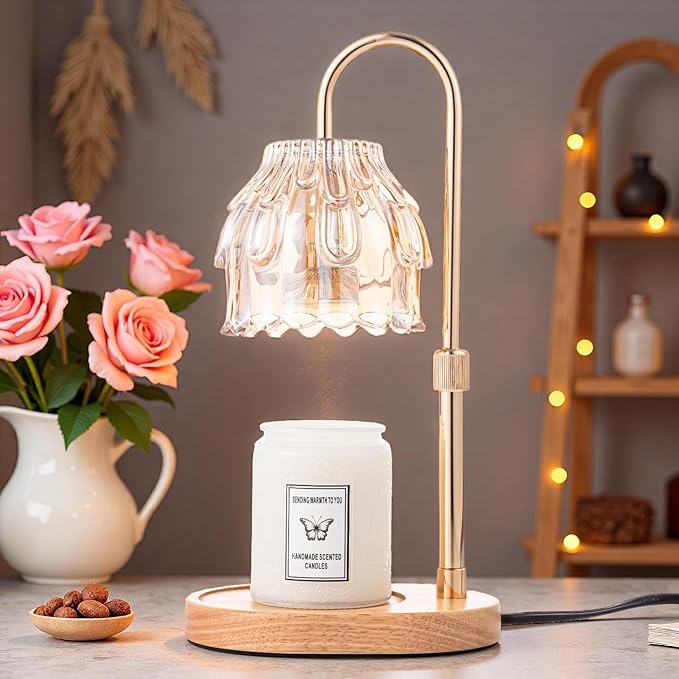 Candle Warmer Lamp with Timer - Height Adjustable Dimmable Table Lights No Flame Heat Melt Wax - House Warming Gifts, Birthday Present for Women,Mothers Day Gifts(Champagne)