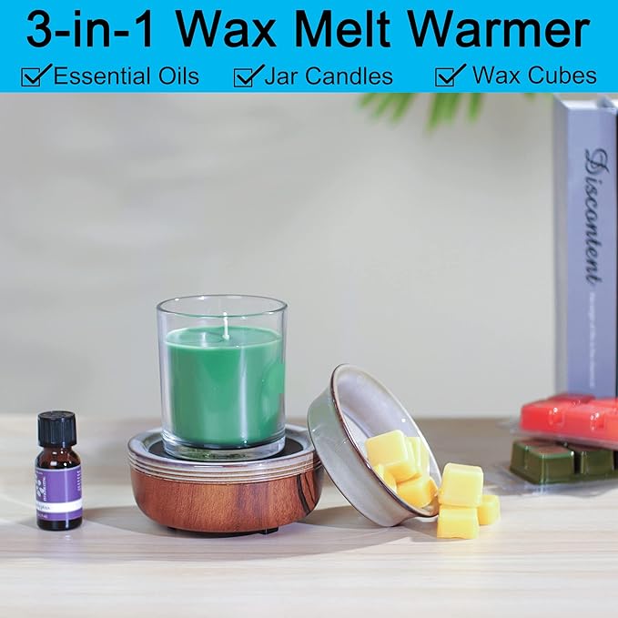 Mocosa Ceramic Wax Warmer Wax Melt Warmer 3-in-1 Candle Warmer Electric Wax Warmer for Scented Wax Melter Wax Burner for Home,Office,Perfect Christmas Gifts for Mom Women(Dark brown)