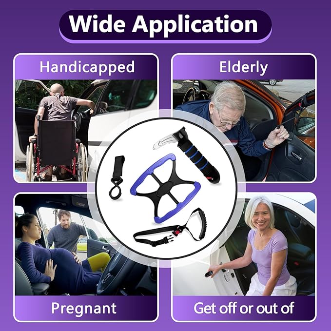 4-in-1 Mobility Independence Set, Incl Car Door Handle For Elderly, Portable Standing Aid, Adjustable Car Door Handle with Lift Assist Hook, Car Door Assist Handle for Elderly, Disabled and Pregnant