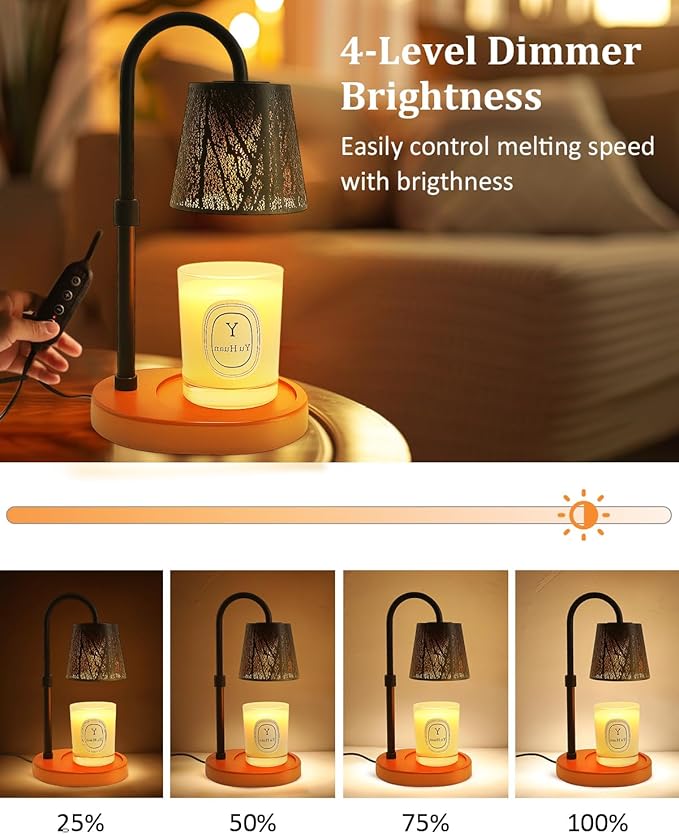 Black Candle Warmer Lamp with Timer Dimmer Adjustable Height for All Size Jar Candles, Birthday Gifts for Women Mom,Tree Candle Warmer for House Warming Gifts New Home Decor