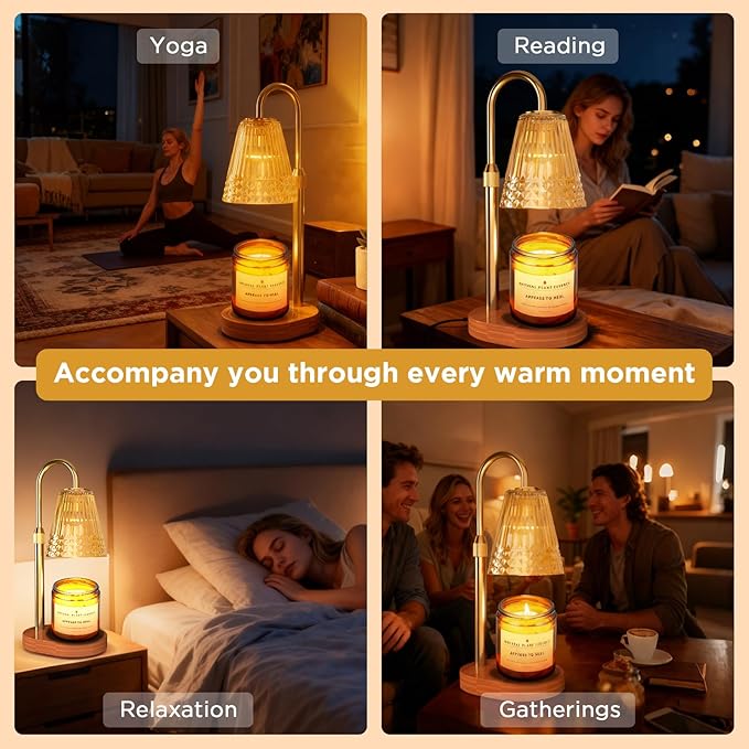 Candle Warmer Lamp with Timer, Dimmable Electric Wax Melter with Adjustable Height, Eco-friendly Scented Candle Lamp for Gifts, Safe and Smoke-Free, Ideal for Moms and Friends, Perfect for Home Décor