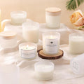 sunnyfuture 16 Pack Forsted White Candle Jars, 8pcs 7oz + 8pcs 4oz Candle Jars for Making Candles with Wooden Lids and Labels for DIY, Gifts, Home