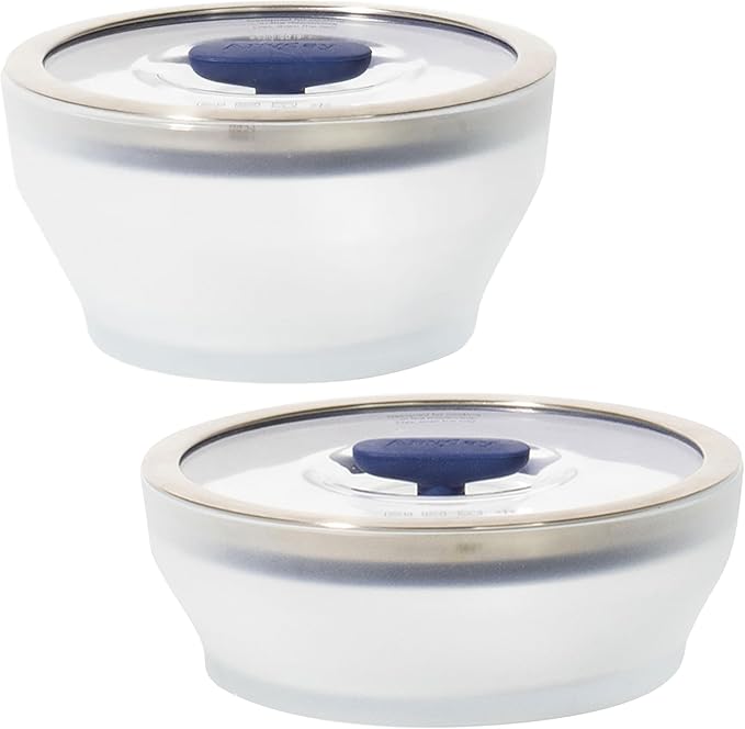 Anyday 4-Pc Microwave Cookware & Glass Food Storage Set with Glass Lids | Medium Plastic-Free Containers | Stackable Steamer with Vented Lid for Microwave-Safe Reheating & Steaming Vegetables, Rice