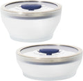 Anyday 4-Pc Microwave Cookware & Glass Food Storage Set with Glass Lids | Medium Plastic-Free Containers | Stackable Steamer with Vented Lid for Microwave-Safe Reheating & Steaming Vegetables, Rice