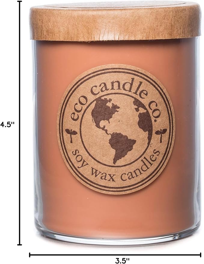 ECO CANDLE CO. Recycled Candle, Pumpkin Pecan, 18 oz. Double Wick - Scents of Pumpkin, Pecans, & Maple Syrup - 100% Soy Wax, No Lead, Kraft Paper Label & Lid, Hand Poured, Midwest Grown Soybeans