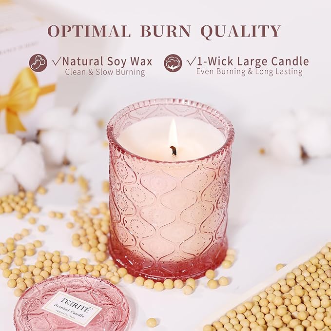 Pink Sands Scented Candle for Mother's Day, Melon & Osmanthus Jar Candle Natural Soy Candles for Home Scented, 60 Hour Candle in Glass for Women, Friends, Family, Colleagues