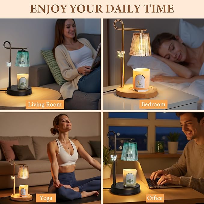 SHARE&CARE Candle Warmer Lamp - Valentine's Festive Metal Wax Melter with Timer & 4 Dimming Modes, Gift-Ready for Women, Christmas, Birthday, Women Gift for Mom, Wife,Her (Glod-Bu)