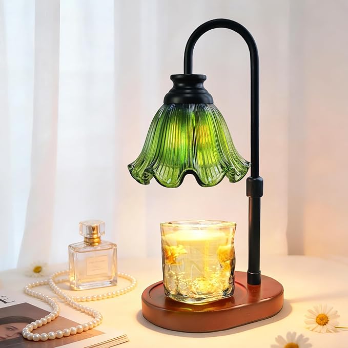 Candle Warmer Lamp with Timer: Birthday Gifts for Women, House Warming Gifts New Home Decor – Height Adjustable Candle Lamp for Mom, Anniversary - Walnut Solid Wood Base, with 2 Bulbs
