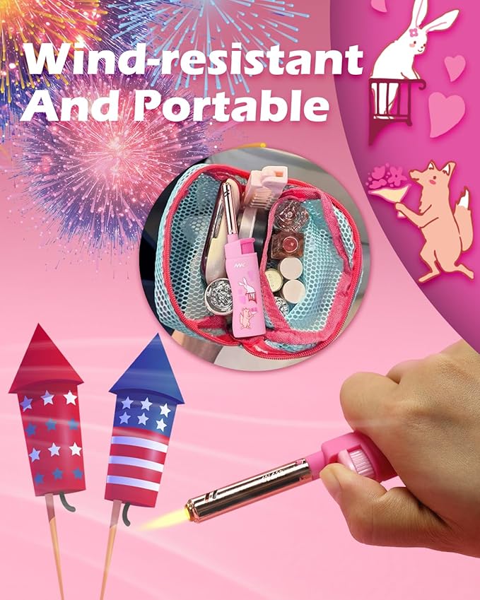 MK Lighter Collector’s Edition Refillable Candle – Multipurpose Jet Flame Butane with Long Wand for Indoor & Outdoor Use Gift Couples Friends Family (Polar love-5PC)