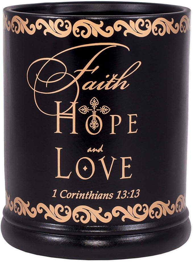 Elanze Designs Faith Hope Love Ceramic Stoneware Electric Large Jar Candle Warmer