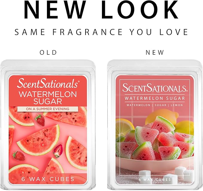 Scentsationals Wax Melts, Wax Cubes Strong Scent - Fruit Collection Watermelon Sugar - Long Lasting Scented Wax Melts for Warmer, 10oz (24-Cubes)
