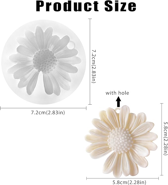 Daisy Flower Silicone Candle Mold, Moldes para Velas for Candles, Handmade Soaps, Bath Bombs, Lotion Bars, Resin Crafts, Concrete Decorations