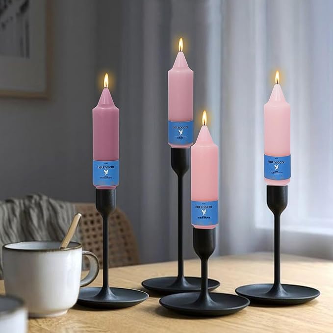 Handmade Unscented Long-Lasting Gradient Pink Taper Candles – Twist Design, Elegant Smooth Flame, Smokeless 5inch Candle Set for Home Decor, Weddings