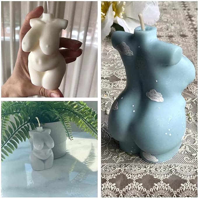 Human Body Silicone Resin Mold for Candles, Chocolate, Soap - Sexy Woman Curvy Figure 3D Moulds, Naked Fat Females Clay Mould for Resin Pendant Plaster Carving