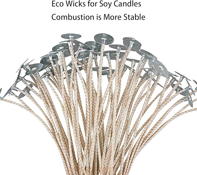 100pcs ECO 16 Wicks for Soy Candles, 6 inch eco Pretabbed Candle Wicks for Candle Making,CD 22 Thick Candle Wick with Base