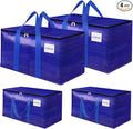 FabSpace Moving Storage Bags, Moving Supplies Packing Boxes for Moving, Camping, College Dorm Room Essentials for Girls, Blue Tote Bags, Heavy-Duty Storage Bins With Lids And Zippers, 125L 4 Pack