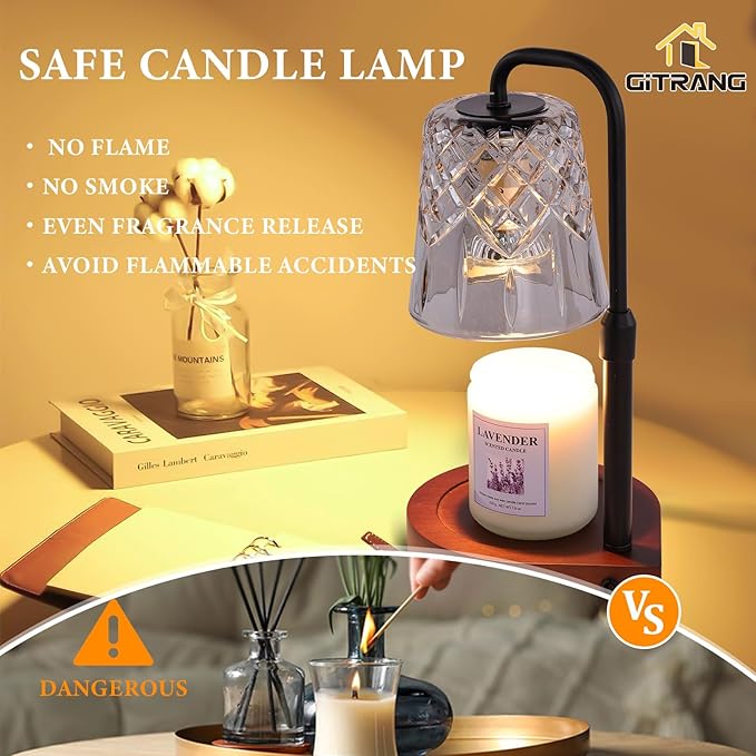 Candle Warming Lamp with Timer Dimmer,House Warming Gifts New Home Decor, Birthday Gifts for Women Mom,Height Adjustable Wax Melts Warmer for Jar Candles with 3 Bulbs，Personalized Gifts Decor Lamp