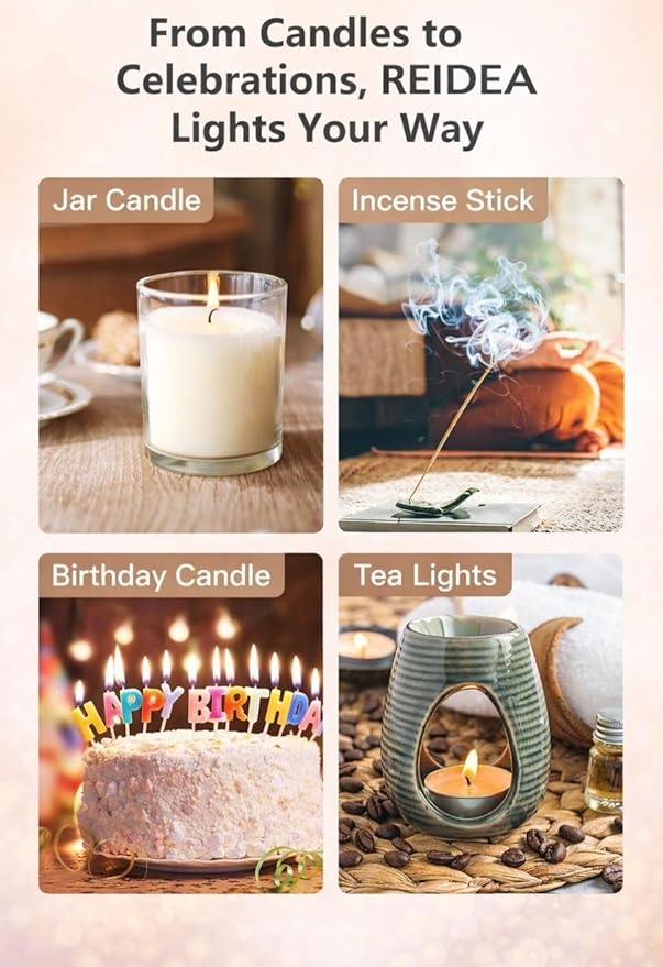 REIDEA Electric Lighter Gifts for Candle Lovers [Stocking Stuffers for Women & Men], Retractable Top Windproof Flameless USB Rechargeable Arc Safe for Adults, R1 Flat, Champagne Gold