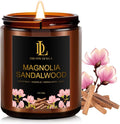 Magnolia & Sandalwood Scented Candles, Soy Candle for Home Scented, Amber Jar Candles Gifts for Men Women, 7oz