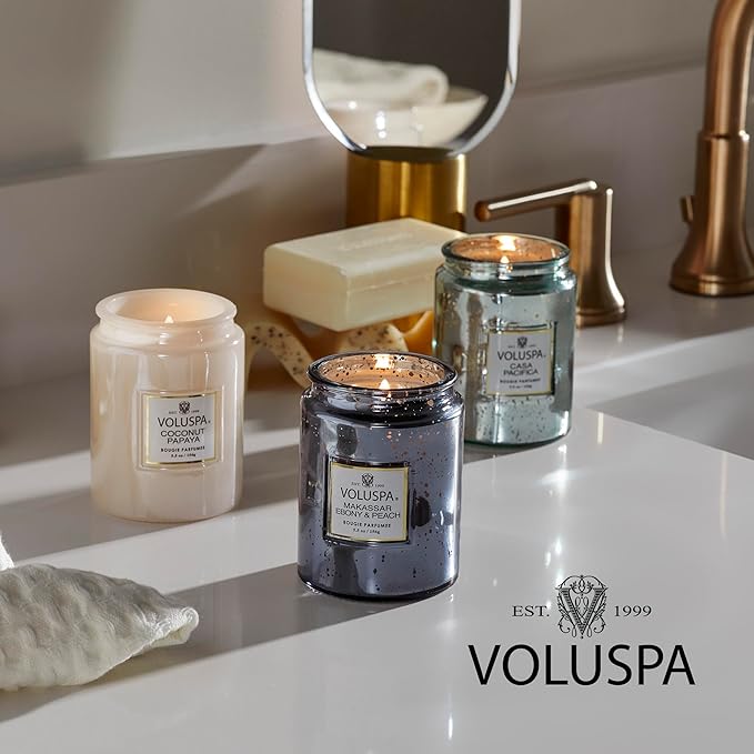 Voluspa Rose Petal Ice Cream, Classic Candle Jar, 6.5 Ounce, 40 Hour Burn Time, Coconut Wax for Clean Burning, Handcrafted in The USA