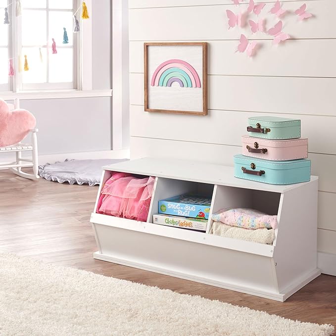 Badger Basket Three-Cubby Storage Unit – Versatile Organizer for Kids' Toys, Books, and Clothes – Durable and Stylish Design