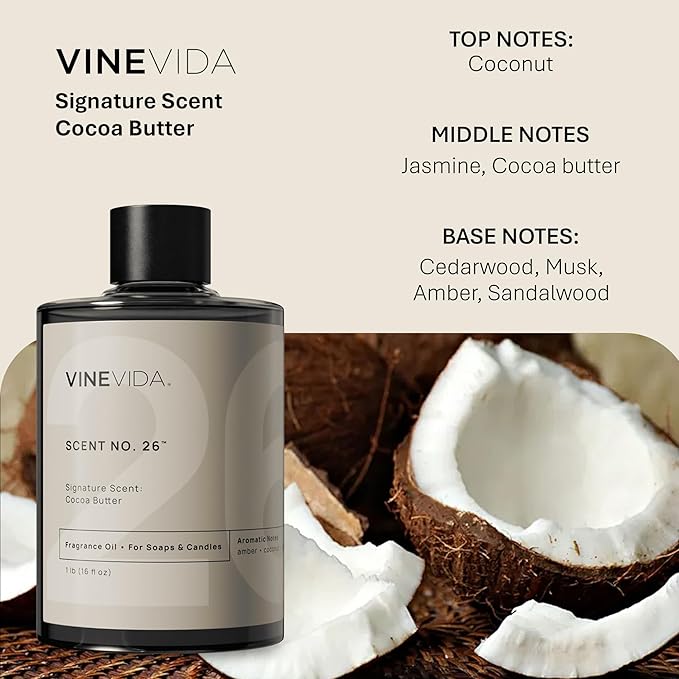 VINEVIDA [16oz] Cocoa Butter Fragrance Oil for Candle Making and Soap Making - Premium Candle Scents for Soy Candles