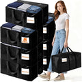 8 Pack Extra Large Moving Bags Heavy Duty Storage Bags with Zipper Handles, BETU Clothes Storage Totes Bins Packing Moving Boxes, Moving Supplies for College Dorm Essentials, Space Saving, Black