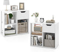 LOKO 3-Cube Bookshelf with Drawer Set of 2, 2-Tier Open Shelf Bookcase, Freestanding Display Shelf, Modern Home Storage Organizer, Shelving Unit for Living Room, Bedroom, Study, Office (2, White)