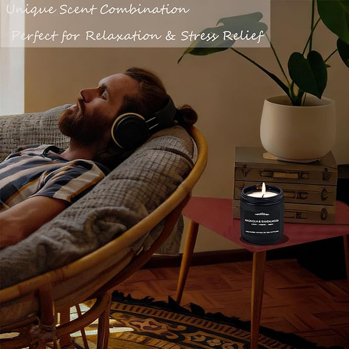 Men Candles Gift Set - 28oz Soy Wax 200h Long Lasting Candle, Masculine Scented Candles with Pine/Sandalwood/Amber/Oakmoss - Candles for Home Scented, Birthday, Father's Day, Man Cave Decor