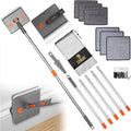 85” Baseboard Cleaner Tool with Handle and Hooks, 180° Rotating Wall Cleaner with Convex Design, Wall Mop with 6 Reusable Pads to Clean Wall, Window, Floor and Ceiling with Extension Poles