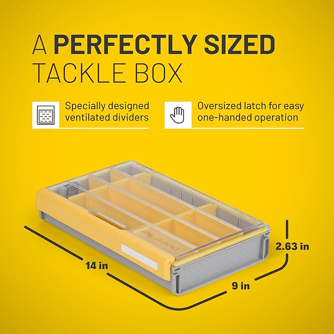 Plano Edge Flex 3700M Tackle Storage | Premium Tackle Organization with Rust Prevention | Includes 38 Flex dividers, yellow/gray
