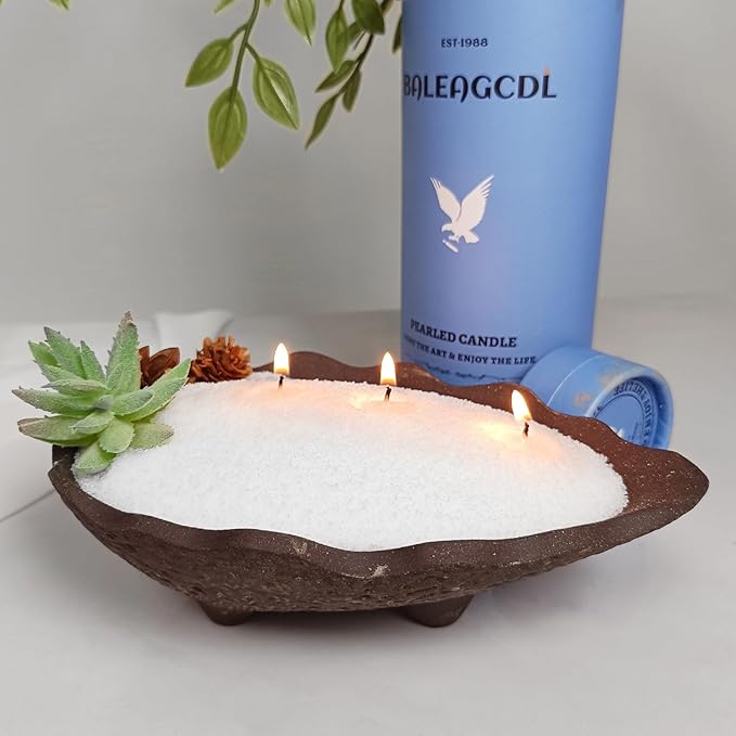 Zen Timber Pearled Candle 18 Oz with 30 Wicks - Sandalwood Scented Sand Candles White Refillable Wax Lasts Up to 120 Hours Smooth and Clean Burning for Candle Making DIY
