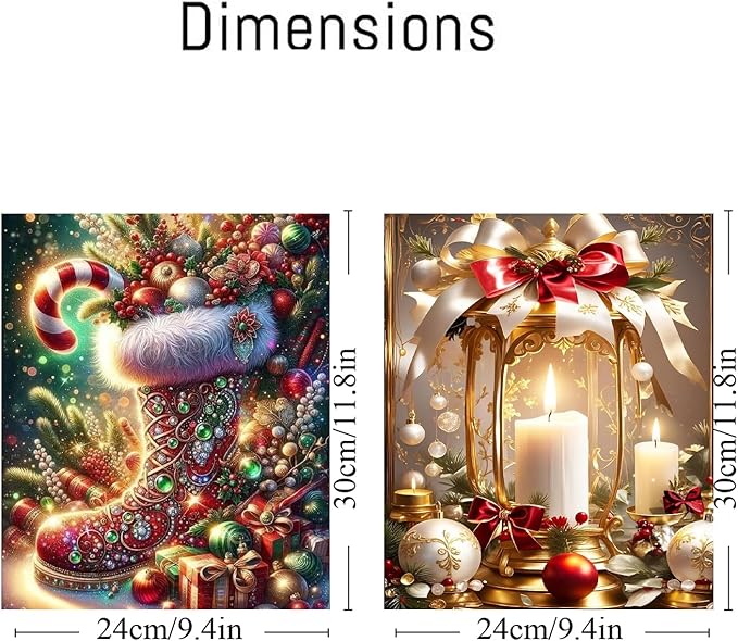 2 pack Christmas Boots Paint by Numbers Kit for Adults Beginner With Framed,Candle Easy Adult Paint by Number Kits on Canvas DIY Painting for Beginners Art by Numbers for Home Wall Decor 10x12 Inch