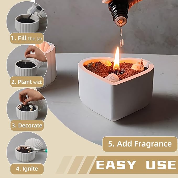 Pearled Candle Sand Set - 2.2Lb Sand Wax, 50X 6” Wicks, 6X Essential Oils, 2X Candle Jars with Lids, Smoke Free Powder Snow Halloween Candles, Over 240 Hours Burn Time DIY Candle Making Kit, Black