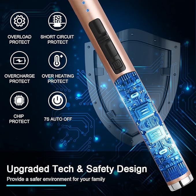 ARECTECH Rechargeable Electric Candle Lighter, Christmas Stocking Stuffers Gifts for Mom Men Wife, Arc Plasma Windproof Lighter for Candle Kitchen Birthday with Type-C Cable, Gold