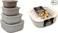Set of 4 BPA-Free Square Food Storage Containers Vented Lids Assorted Sizes, Microwave & Freezer Safe Nesting Design for Leftovers Meal Prep Fridge Organization Dry Grains (Ivory)