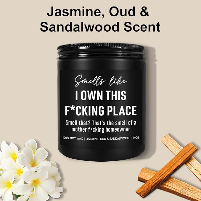 Funny Scented Candle, House Warming Gifts New Home, Housewarming Gifts for Women, Men, Couple, New Homeowner - First Apartment Essentials - Closing Presents for Home Buyers - 9 oz