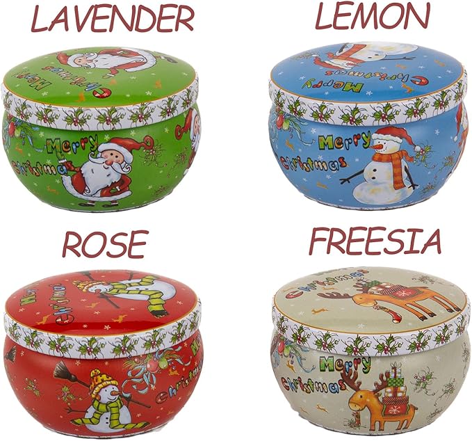 4PCS Scented Candle Set (Lavender, Lemon, Rose, Freesia) - Soy Wax Aromatherapy Candles for Home, Women's for Yoga, Bath, Relaxation and Stress Relief