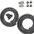 Black Computer Cable Management Sleeves Value Pack, Large 1.1" Pet Proof Cable Cover for Wires and 0.87" Cord Organizer Tube for Home TV Office Organization