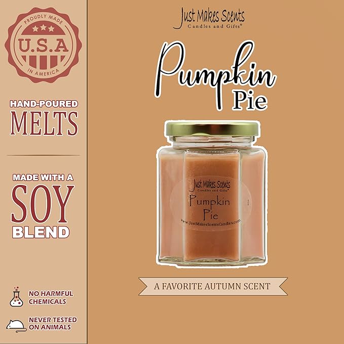 3 Pack - Pumpkin Pie Scented Blended Soy Candle | Hand Poured Fall Fragrance Candles | Made in The USA by Just Makes Scents
