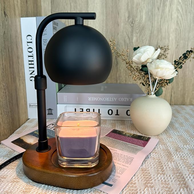 Candle Warmer Lamp Timer - Birthday Gifts for Women Mom Grandma, Mothers Day Gifts, House Warming Gifts New Home Decor Modern Farmhouse Decor with 2 Bulbs Wax Melt Compatible All Jar Candle Black