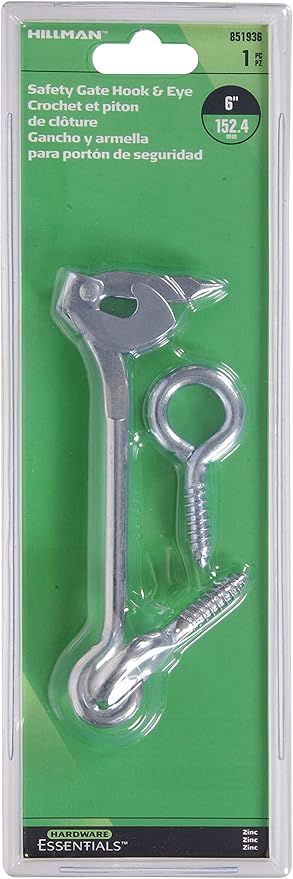 Hardware Essentials 851936 Safety Hook and Eye Latch Zinc 6"