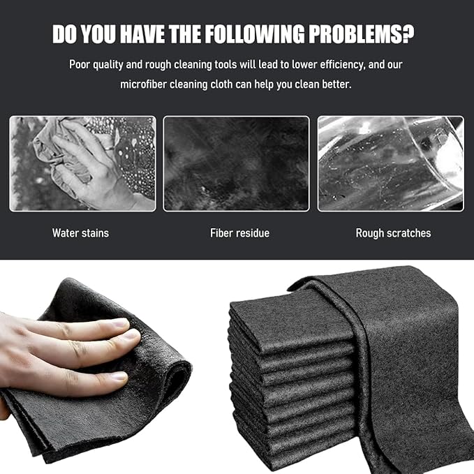 10PCS Thickened Magic Cleaning Cloth, 10"×8" Microfiber Cleaning Cloth Streak Free Polishing Towel, Reusable Lint Free Cleaning Rags for Car Mirror Glass Window TV Screen
