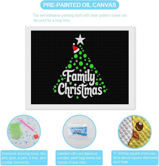 AIVKIEJK Diamond Painting Kits for Adults - Cute Family Christmas Painting DIY 5D Full Drill Diamond Dots Paintings with Diamonds Gem Art and Crafts Home Decor 12"x16"