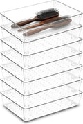 7Pack Desk Drawer Organizers, 6"*9" makeup acrylic drawer organizer trays for vanity, bathroom, office, nightstand, junk for kitchen drawer, Versatile plastic drawer divider storage bins