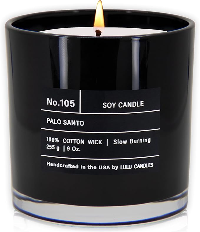 Lulu Candles | Palo Santo | Luxury Scented Soy Jar Candle | Hand Poured in The USA | Highly Scented Candles for Home Fragrance & Decor (9 Oz.)