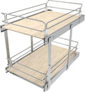 2 Tier Pull Out Cabinet Organizer 15" W X 22" D, Slide Out Drawers For Kitchen Cabinets, Pull Out Drawers For Cabinets Capacity Heavy Duty Caddy, Cabinet Pullout Shelves Wood Chrome, Pantry Storage