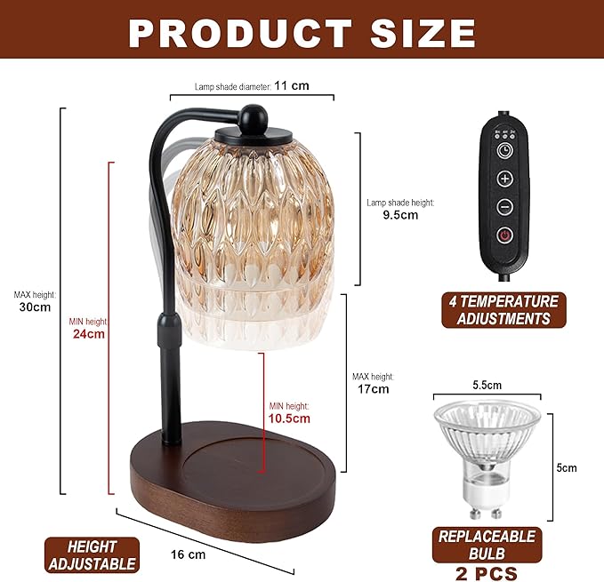 SunnySam Candle Warmer Lamp with Timer & Dimmer, Wax Melt Warmer for Jar Candles,Home Decor Desk Lamp, Birthday Gifts for Women, Mothers Day Gifts(2 Bulbs)