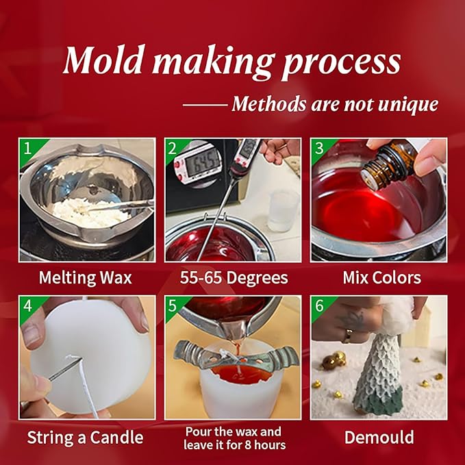5PCS 3D Christmas Tree Silicone Candle Soap Epoxy Resin Wax Mold Silicone Shapes Christmas Tree Mold for Candle Resin Soap Craft Cake Chocolate Making Kit Christmas Gift Home Party Decoration