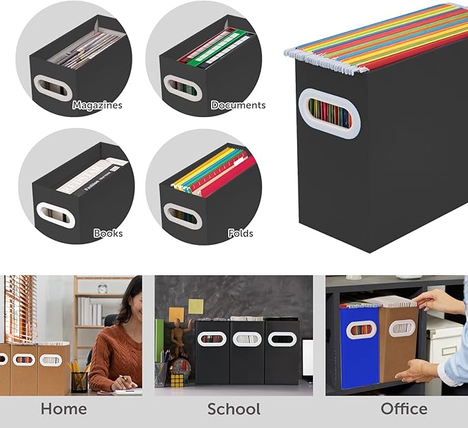 Hanging File Organizer, Cardboard File Folder Organizer for Letter Size, Desk Documents Storage Box, Portable File Folder Holder Boxes for Office, Home, School, Only Box.(4 Packs)